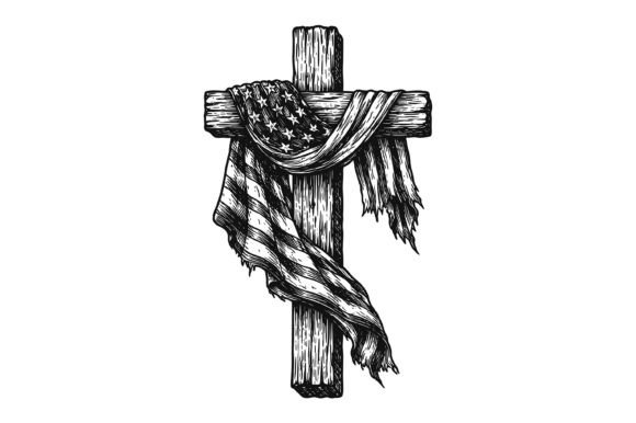 American Flag Cross Christian Design T-Shirt Designs