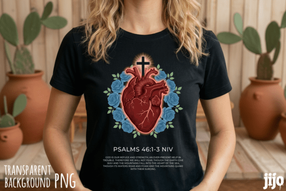 Christian Heart Cross Roses PNG