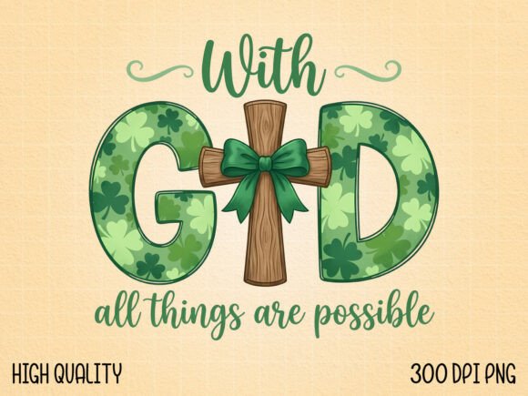 Christian St. Patrick’s Day Cross PNG & T-Shirt Designs