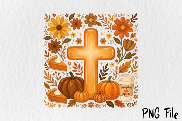 Fall Christian Cross Sublimation PNG, Au — T-Shirt Designs