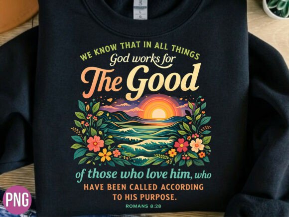 God Works the Good Verse Christian PNG T-Shirt Designs