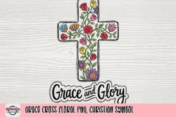 Grace Cross Floral PNG: Christian T-Shirt Designs