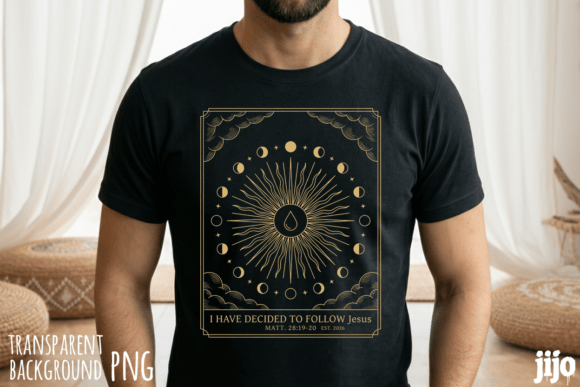 Jesus Christian Moon Clouds PNG for T-Shirt Designs