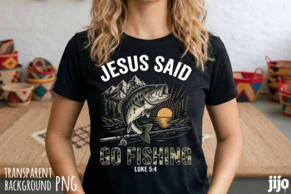 Jesus Fishing Bass Christian PNG