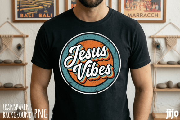 Jesus Vibes Christian Retro PNG for T-Shirt Designs