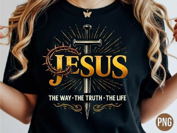 Jesus Way Truth Life Cross Faith PNG T-Shirt Designs