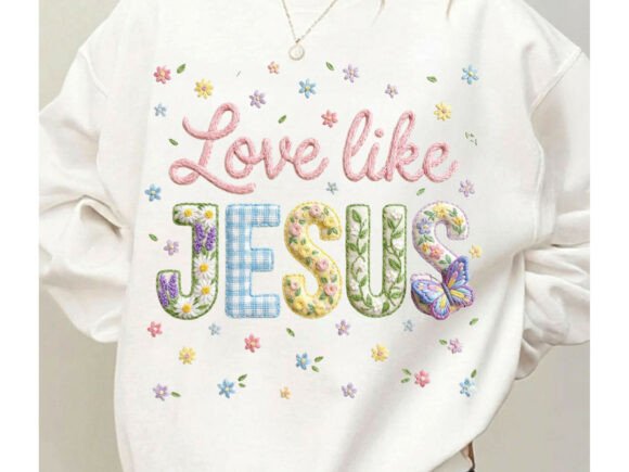 Love Like Jesus Floral Yarn Valentine Tshirt PNG