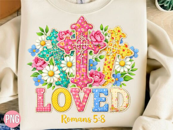 Loved Romans 5-8 Christian Cross PNG T-Shirt Designs