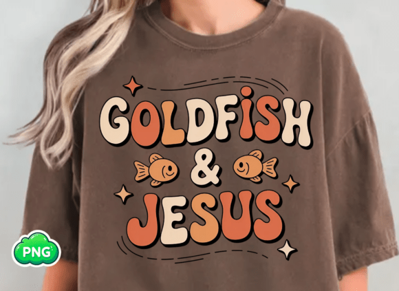 Retro Christian Goldfish & Jesus PNG — T-Shirt Designs