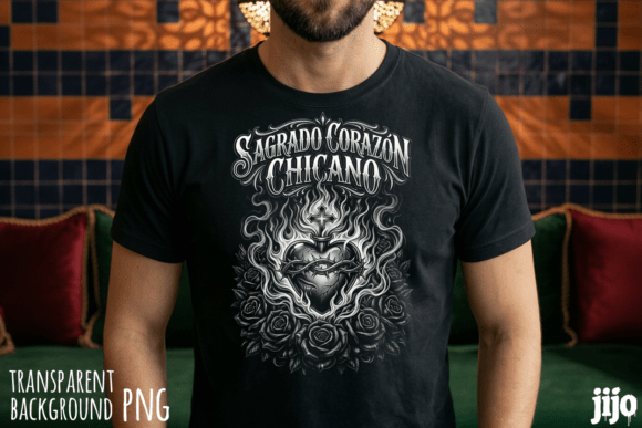 Sagrado Corazón Chicano PNG for T-Shirt Designs