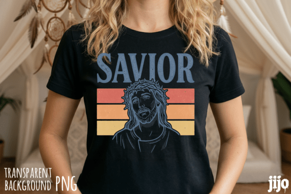 Savior Christian Jesus Vintage PNG for T-Shirt Designs